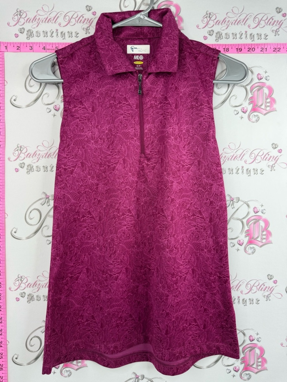 Greg Norman Tank top ML75 shirt floral Sleeveless Magenta Floral Zip Polo Dress
